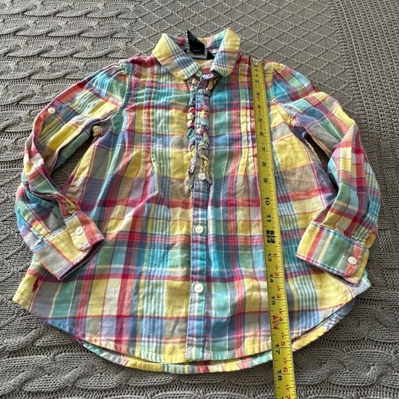 Ralph Lauren Pastel Plaid Ruffled Button Down ~ 5 - Picture 4 of 9